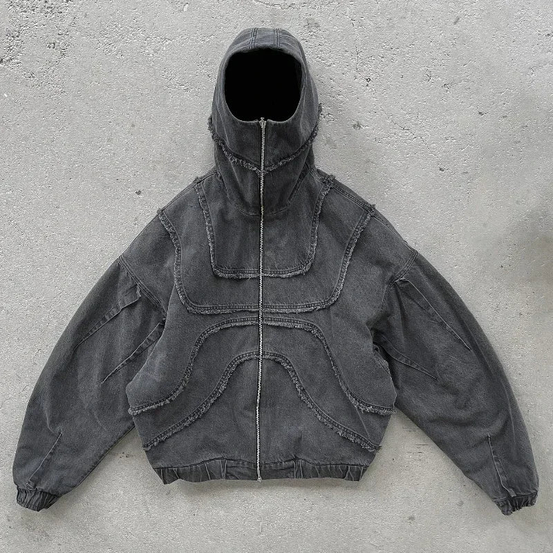 Blacward Y2K ninja style denim jacket oversized