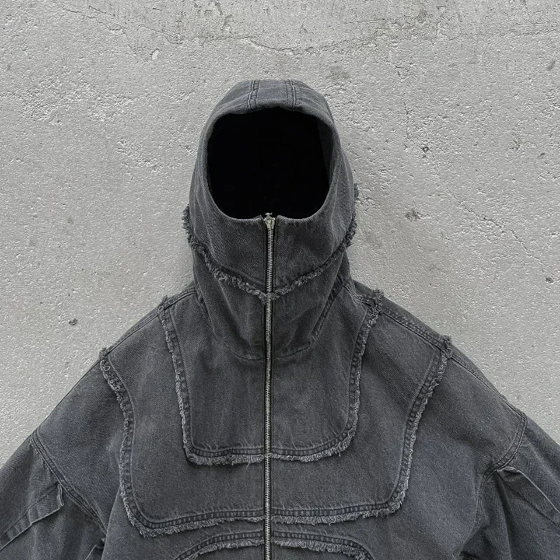 Blacward Y2K ninja style denim jacket oversized