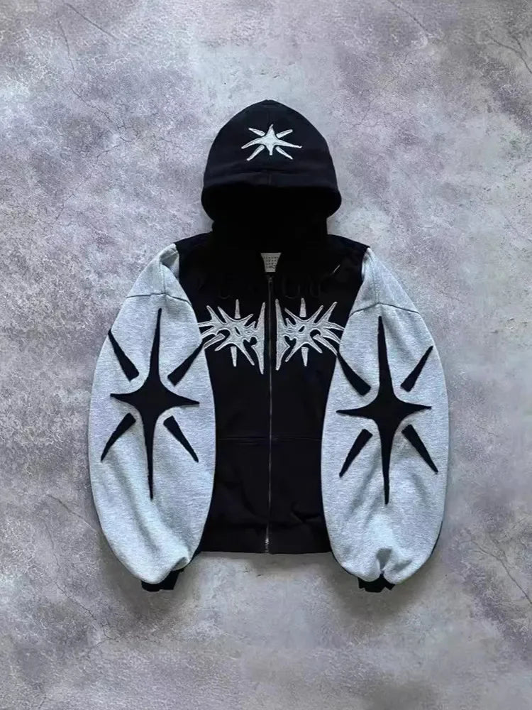 Y2K Embroidered Design Loose Zipper Men's H