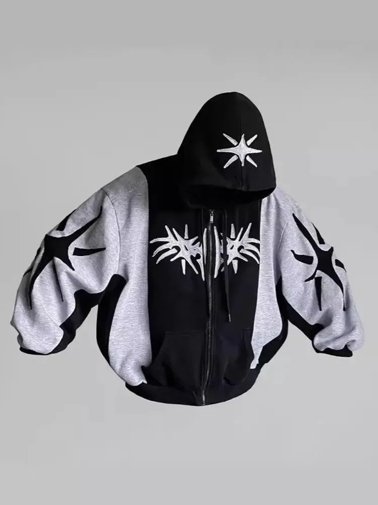 Y2K Embroidered Design Loose Zipper Men's H