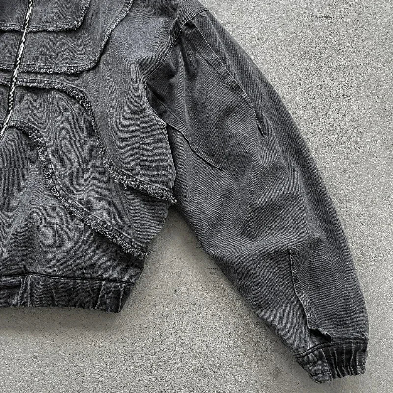 Blacward Y2K ninja style denim jacket oversized