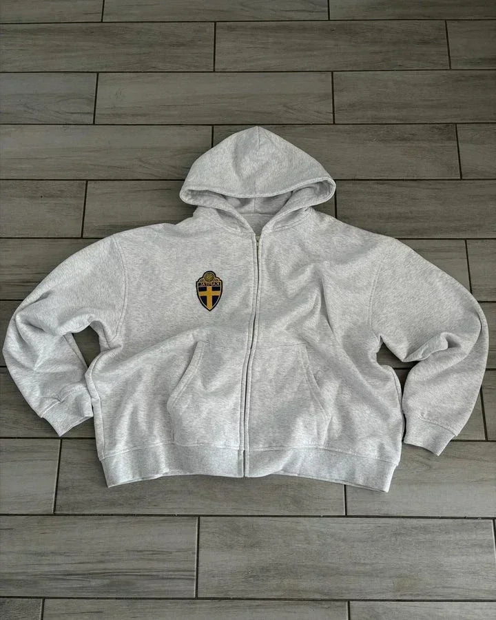 Y2K Zip Hooded Sweatpants Set Men Two Piece
