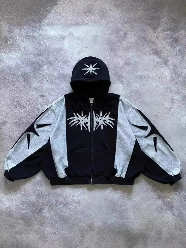 Y2K Embroidered Design Loose Zipper Men's H